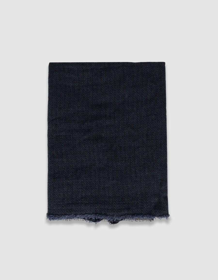sciarpa a spina di pesce semi-semplice blu navy da uomo