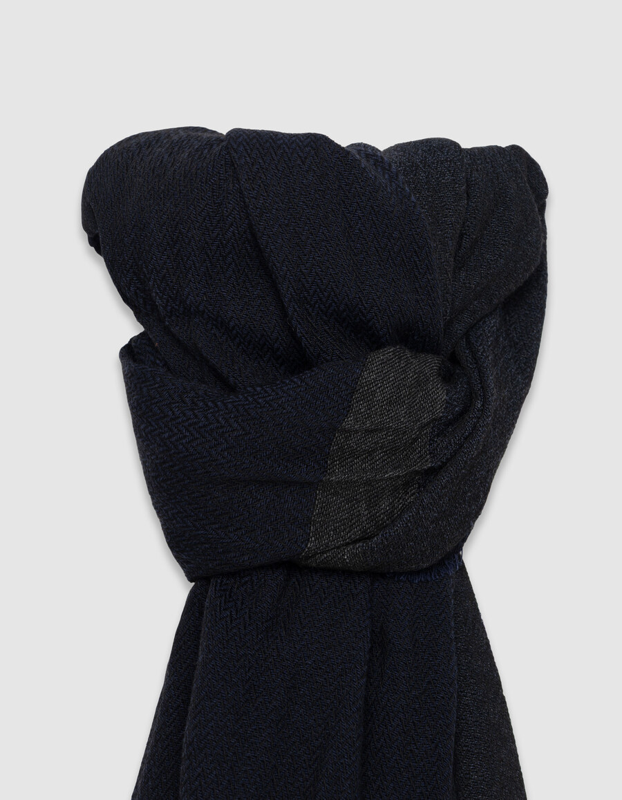sciarpa a spina di pesce semi-semplice blu navy da uomo