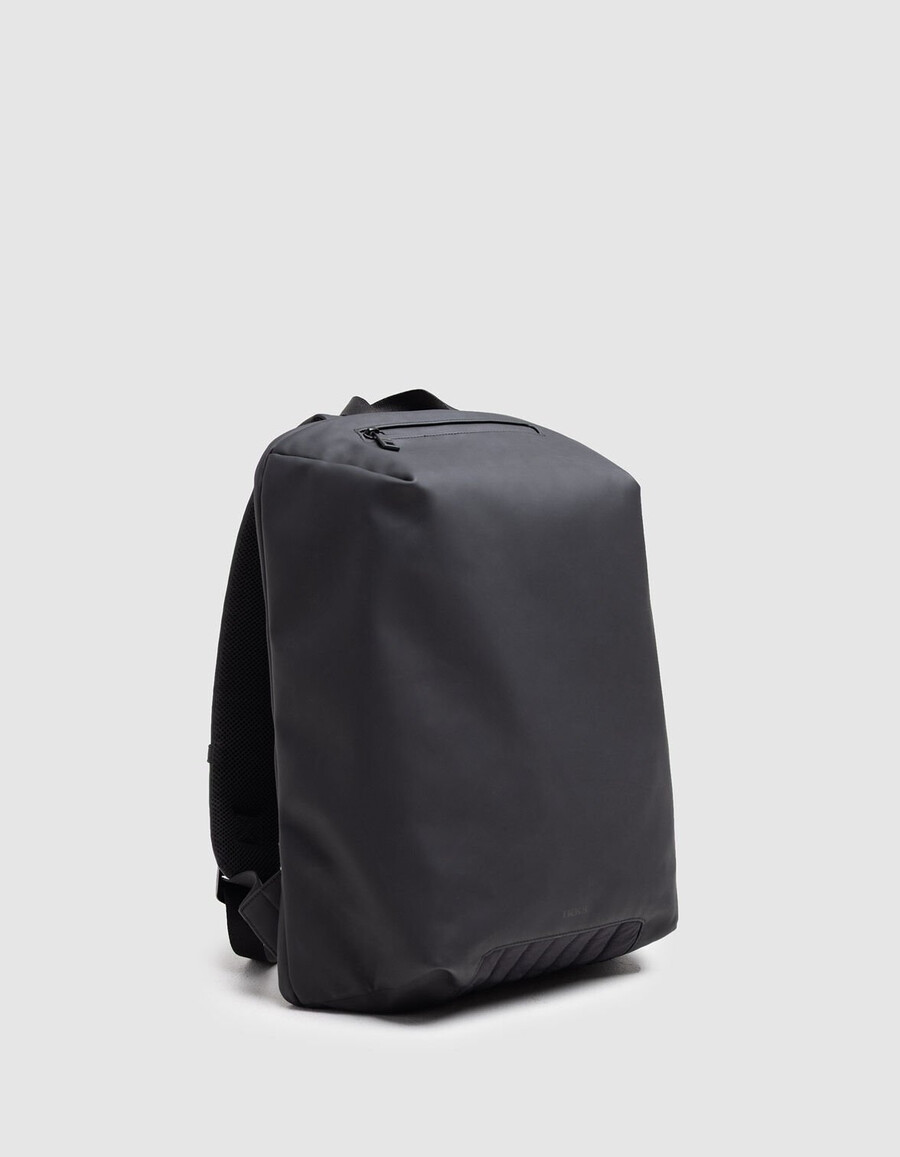 zaino da uomo in nylon effetto gomma nero