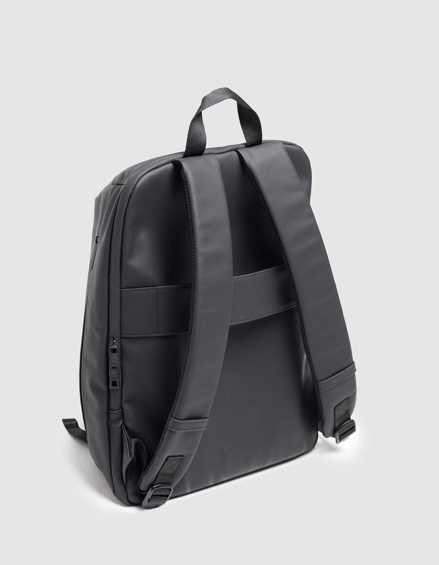 zaino da uomo in nylon effetto gomma nero