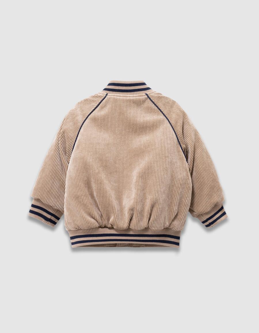giacca stile college in velluto a coste beige per ragazzi