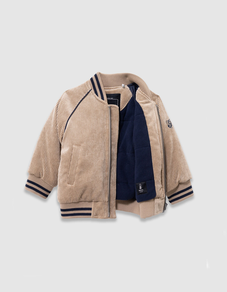 giacca stile college in velluto a coste beige per ragazzi