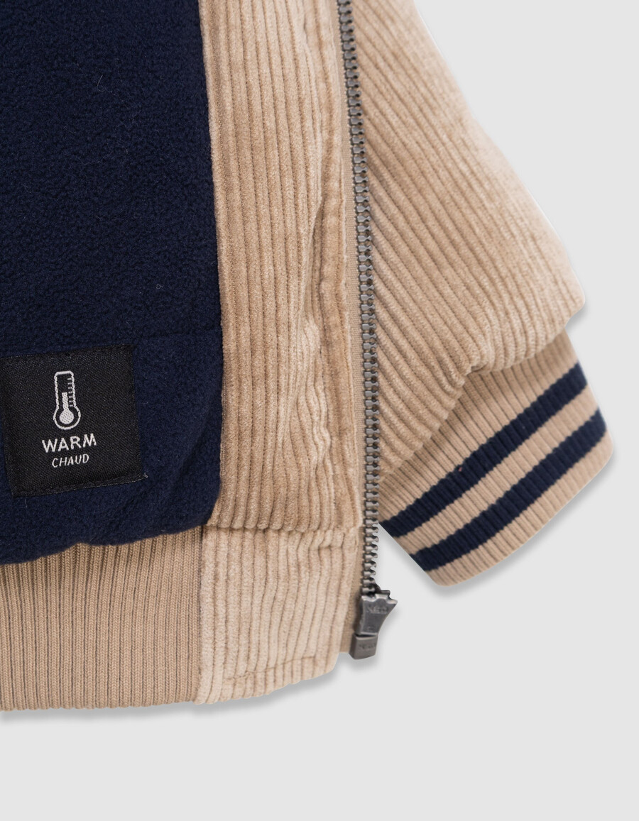giacca stile college in velluto a coste beige per ragazzi
