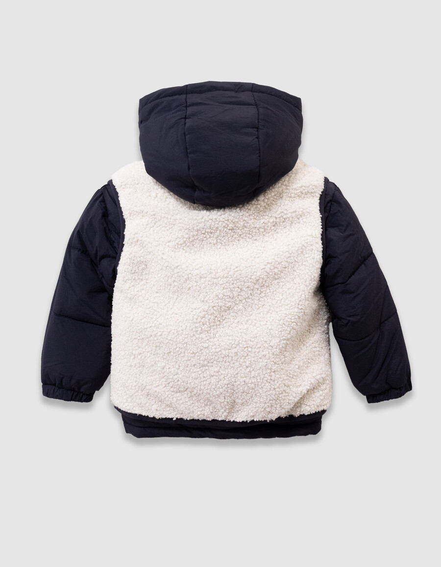 giacca blu navy e gilet écru 2 in 1 per ragazze