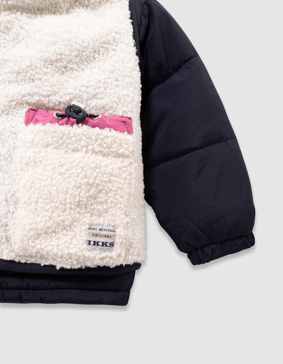 giacca blu navy e gilet écru 2 in 1 per ragazze