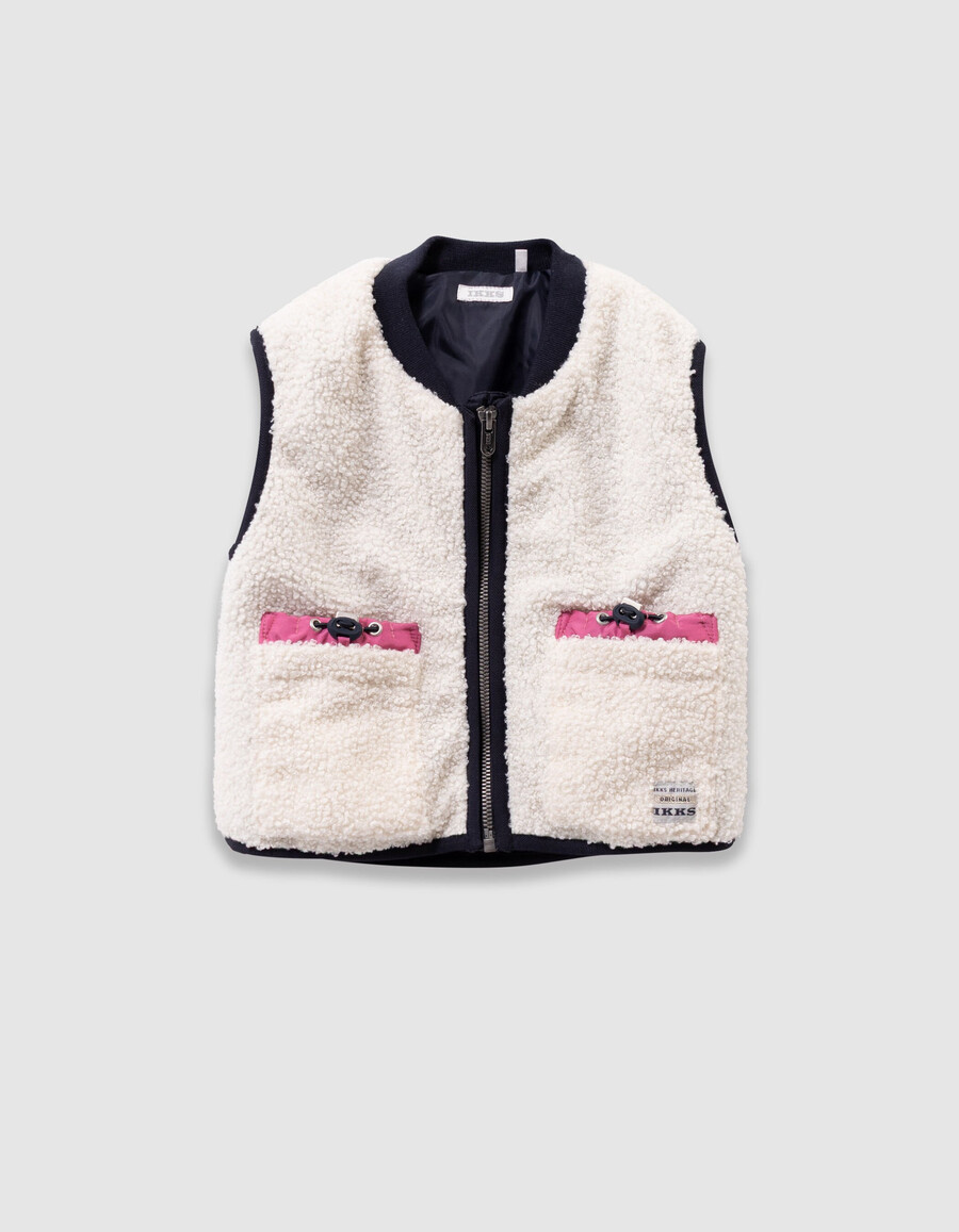 giacca blu navy e gilet écru 2 in 1 per ragazze