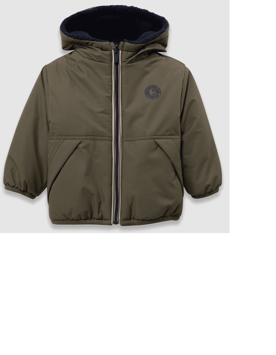 parka reversibile in sherpa color cachi e blu navy per ragazzi