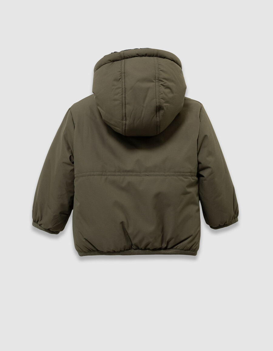 parka reversibile in sherpa color cachi e blu navy per ragazzi