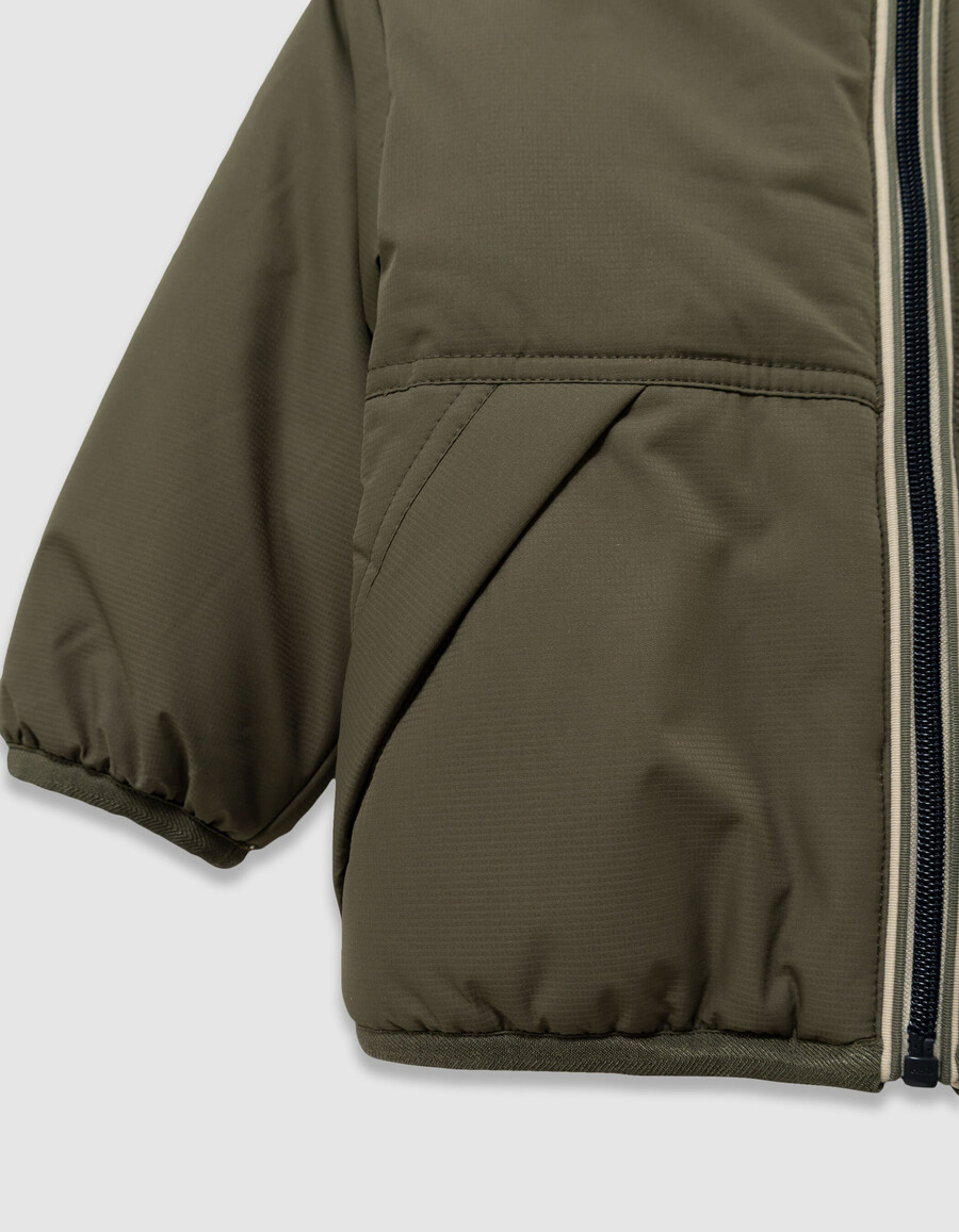 parka reversibile in sherpa color cachi e blu navy per ragazzi