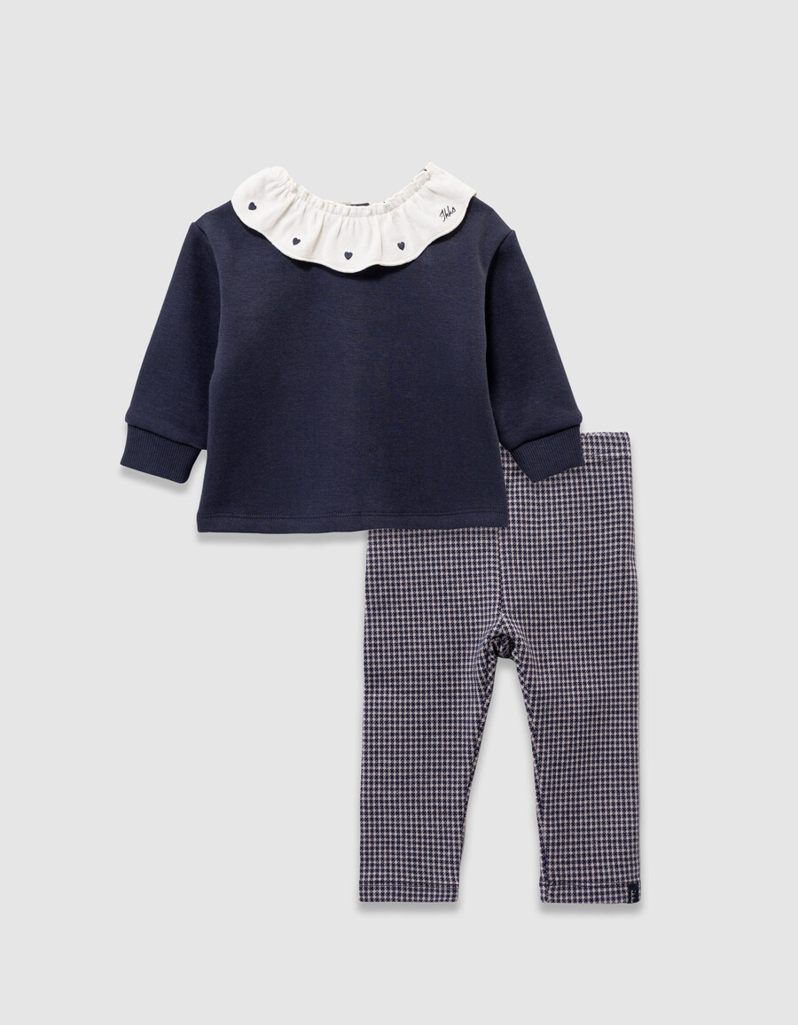 completo con top e leggings pied de poule per neonata
