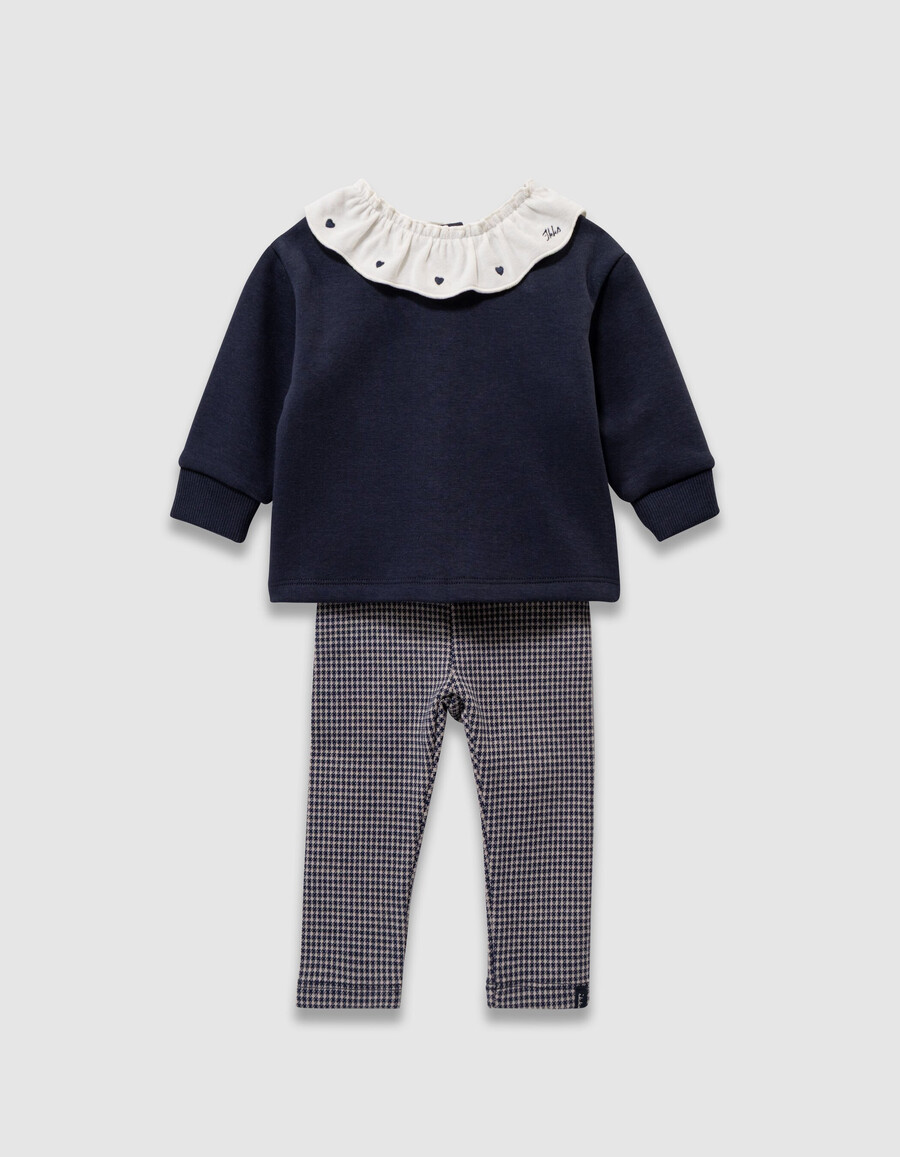 completo con top e leggings pied de poule per neonata