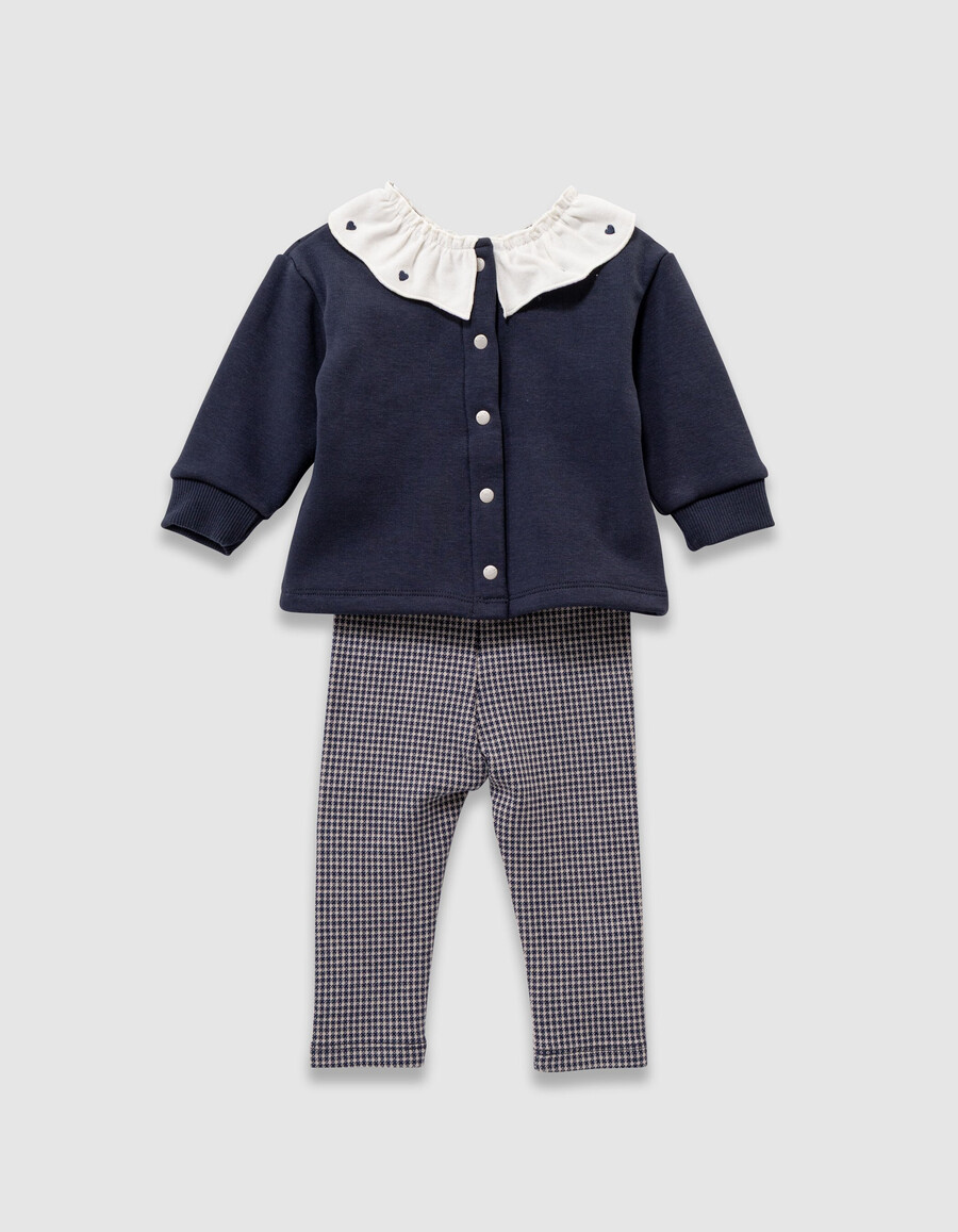 completo con top e leggings pied de poule per neonata