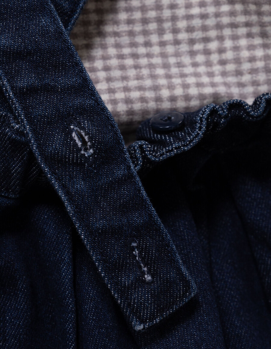 completo con abito in denim e maglietta per neonata