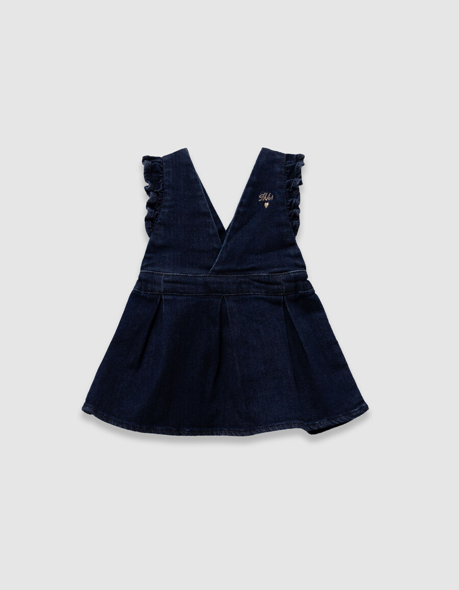 completo con abito in denim e maglietta per neonata