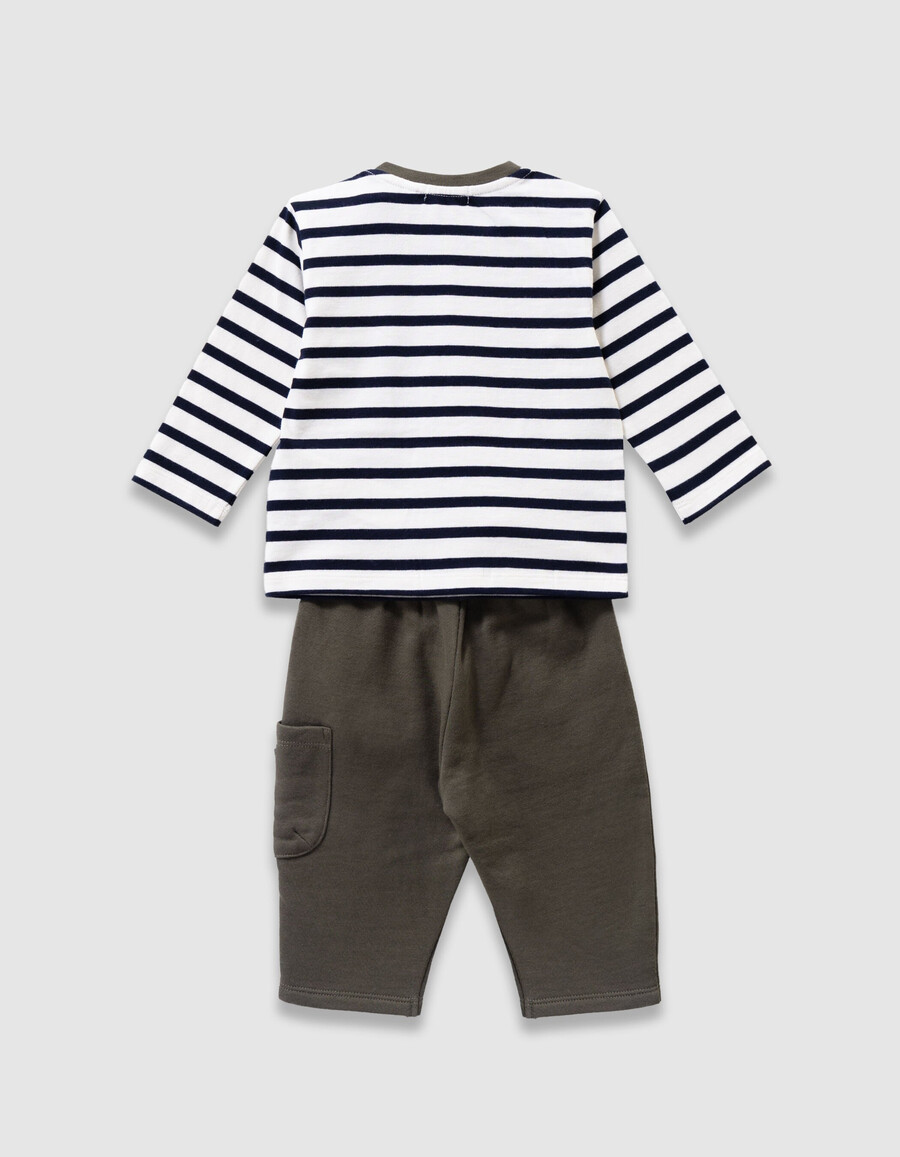 completo con maglietta a righe e pantaloni per neonati