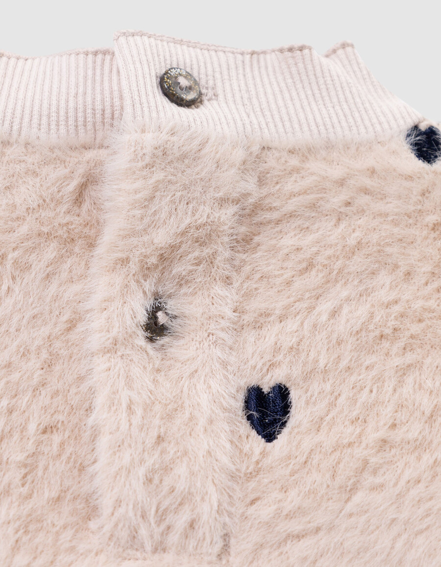 completo con felpa beige e pantaloncini di velluto per neonata