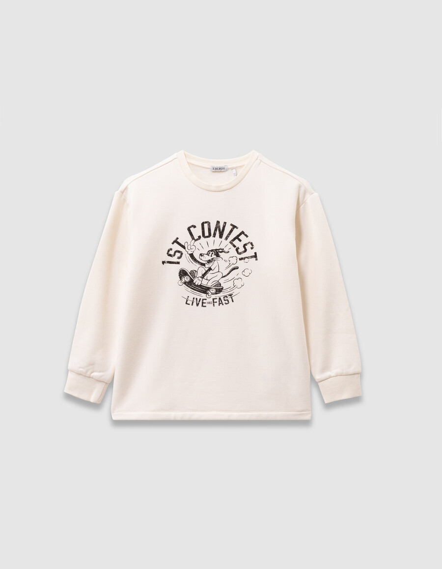 t-shirt bianca in cotone biologico per bambini slogan skateboarder