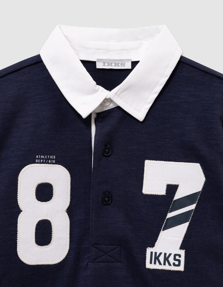 polo da bambino blu navycammellonera colletto bianco numeri