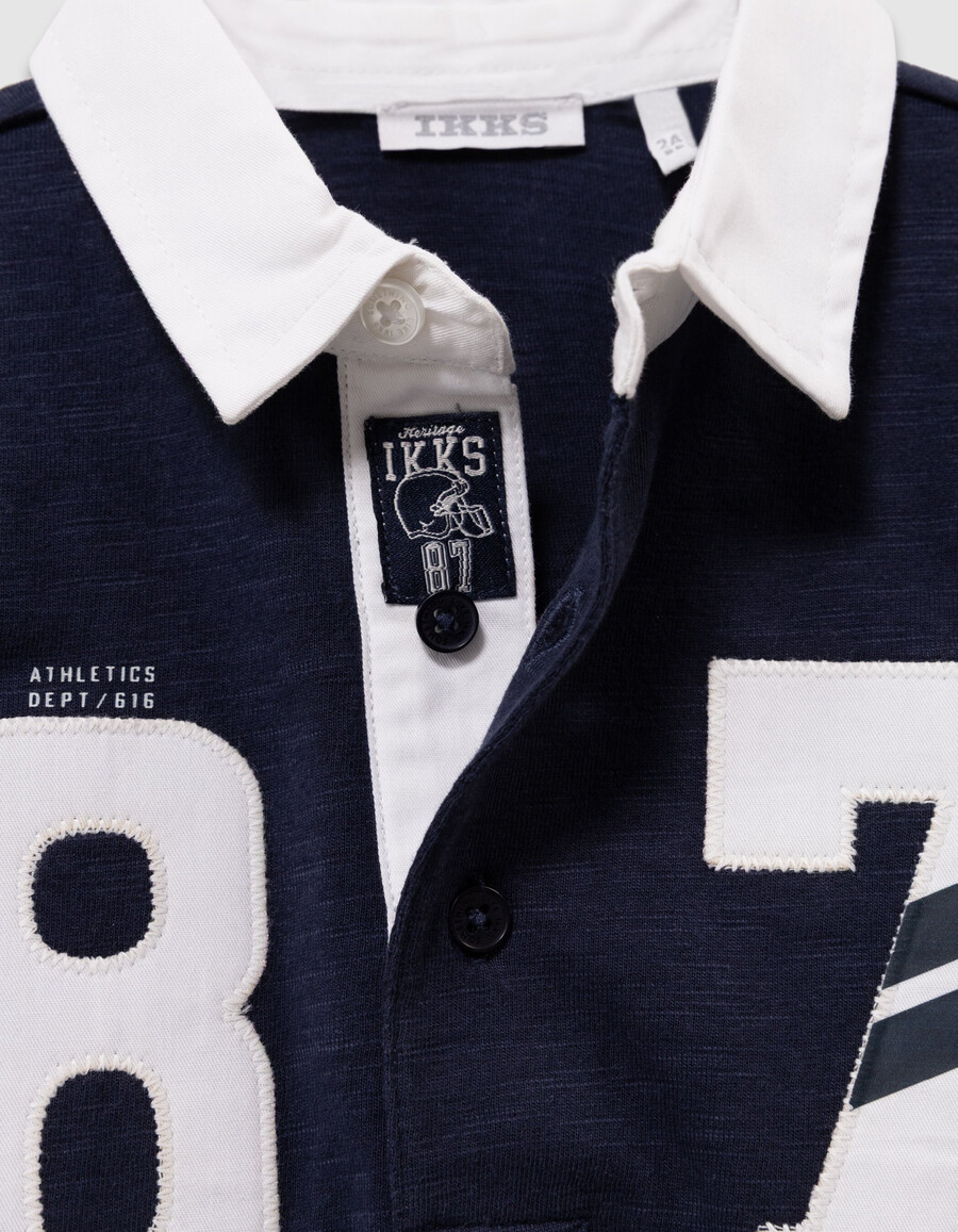 polo da bambino blu navycammellonera colletto bianco numeri