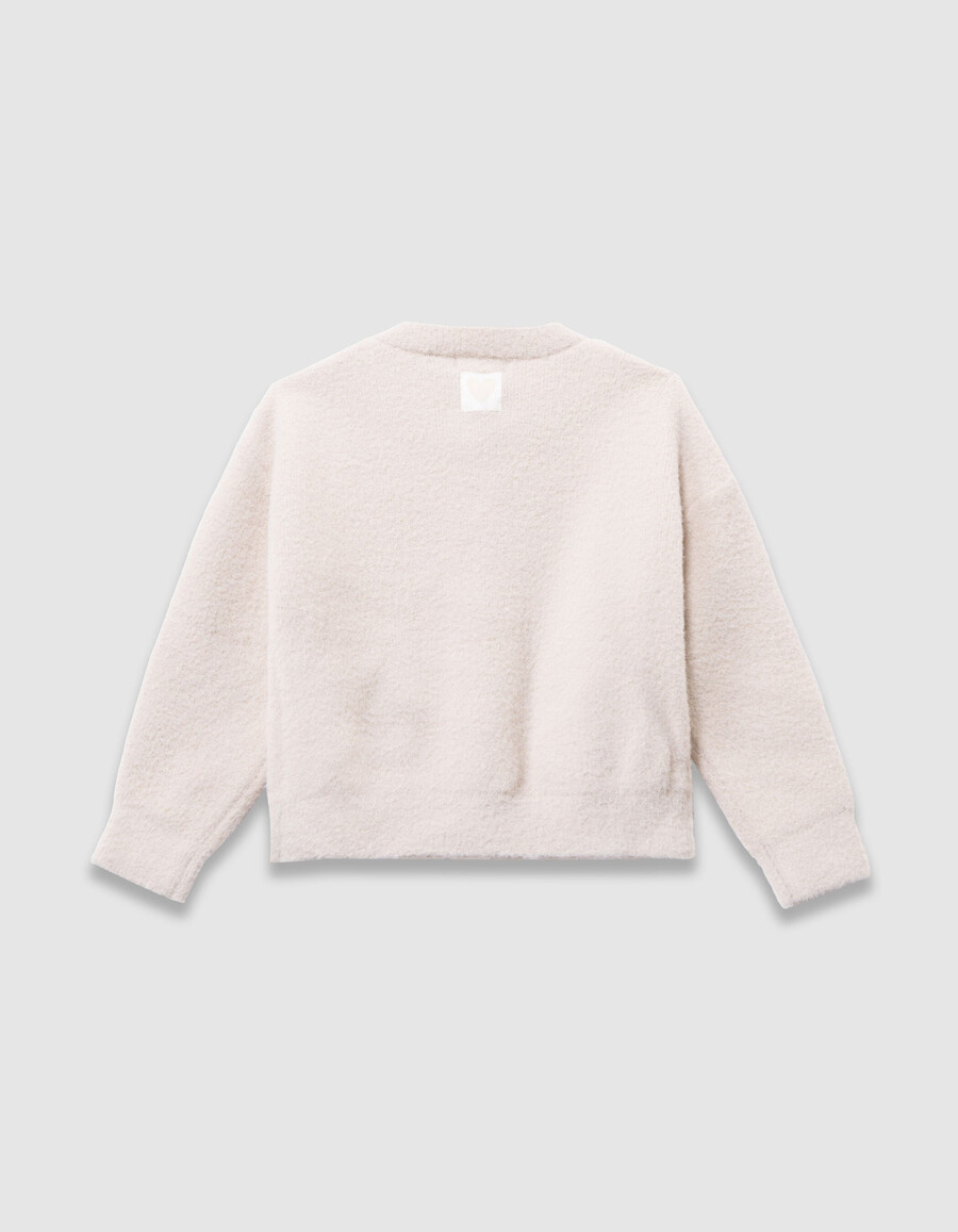cardigan beige in maglia soffice con bottoni per bambine