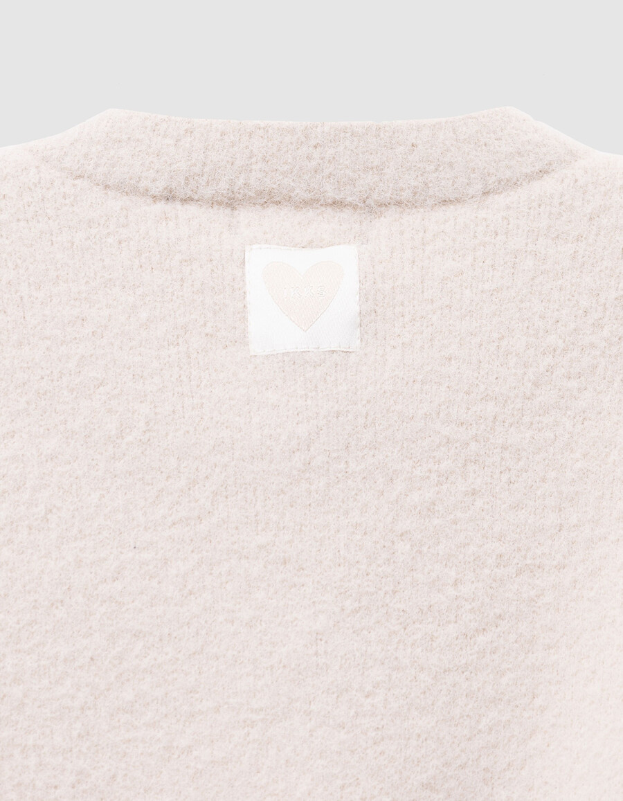 cardigan beige in maglia soffice con bottoni per bambine