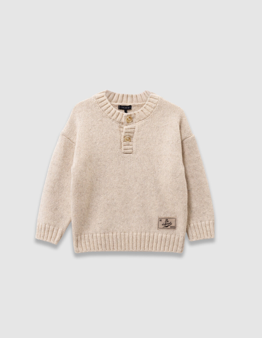 maglione grigio in maglia con colletto abbottonato per ragazzi