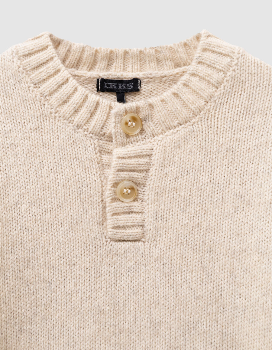 maglione grigio in maglia con colletto abbottonato per ragazzi
