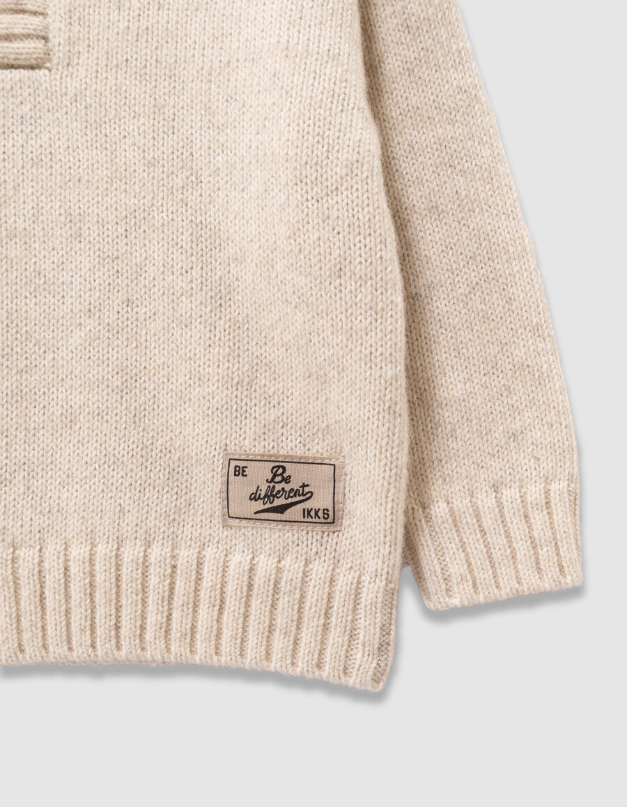 maglione grigio in maglia con colletto abbottonato per ragazzi