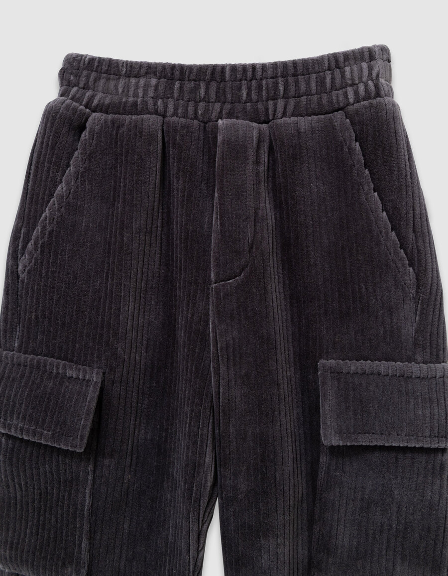 pantaloni da jogging in velluto a coste grigio per ragazzi