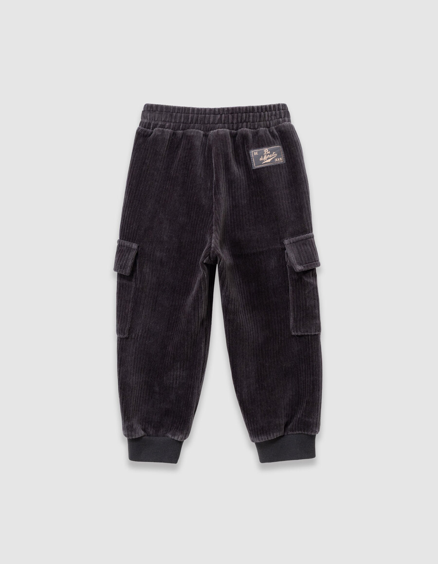 pantaloni da jogging in velluto a coste grigio per ragazzi
