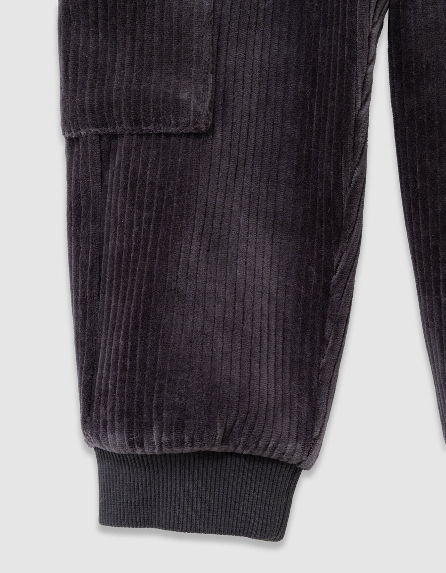 pantaloni da jogging in velluto a coste grigio per ragazzi