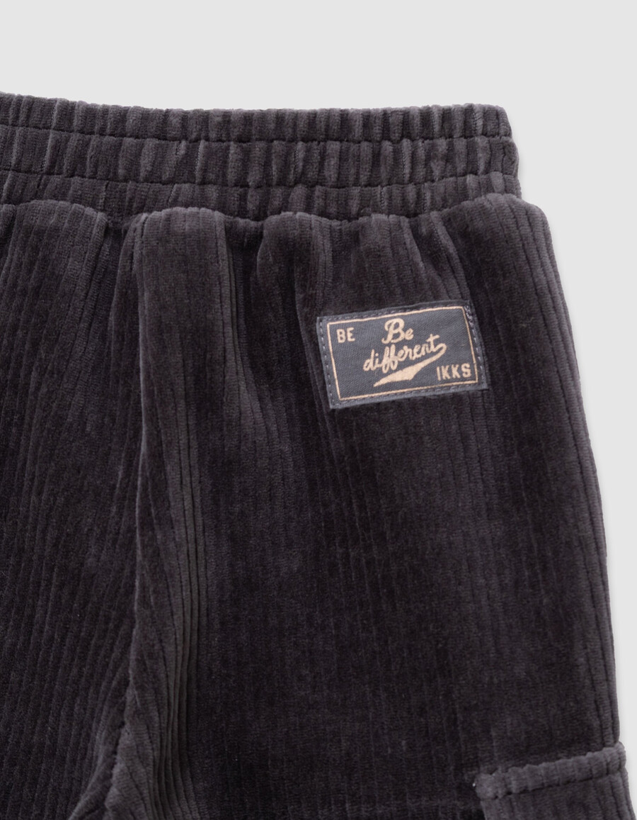 pantaloni da jogging in velluto a coste grigio per ragazzi