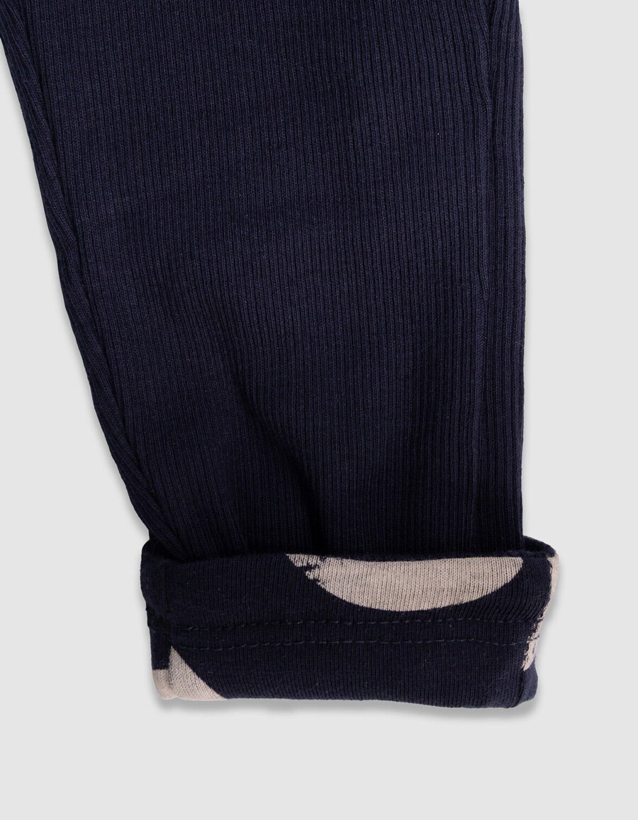 leggings reversibili a coste e pois blu navy xl per bambine
