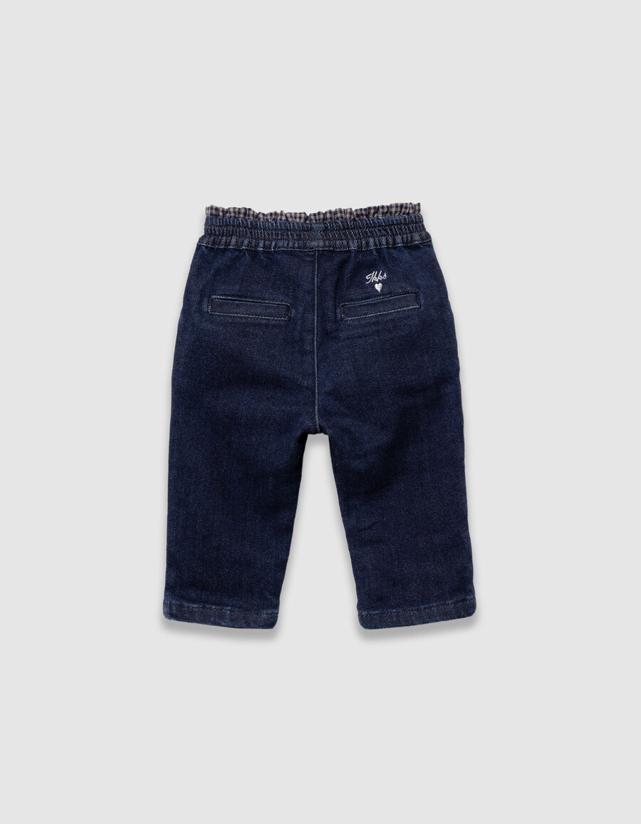 jeans con cintura in pied de poule blu navy per bambine