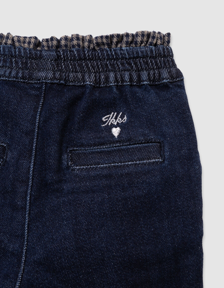 jeans con cintura in pied de poule blu navy per bambine