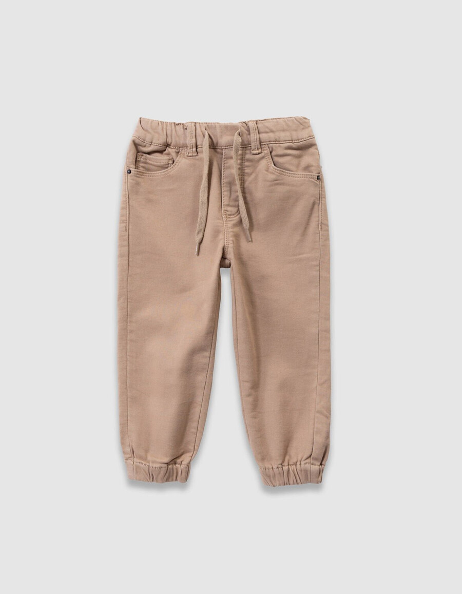 jeans larghi beige da ragazzo con vita elasticizzata