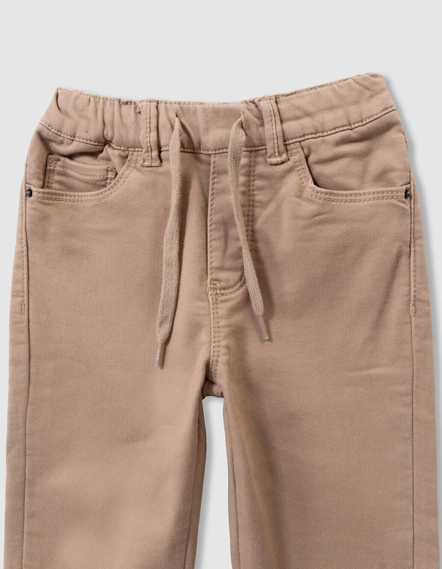 jeans larghi beige da ragazzo con vita elasticizzata