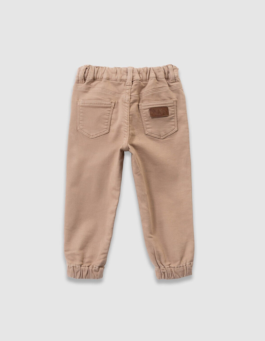 jeans larghi beige da ragazzo con vita elasticizzata