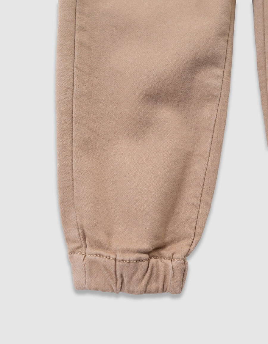 jeans larghi beige da ragazzo con vita elasticizzata