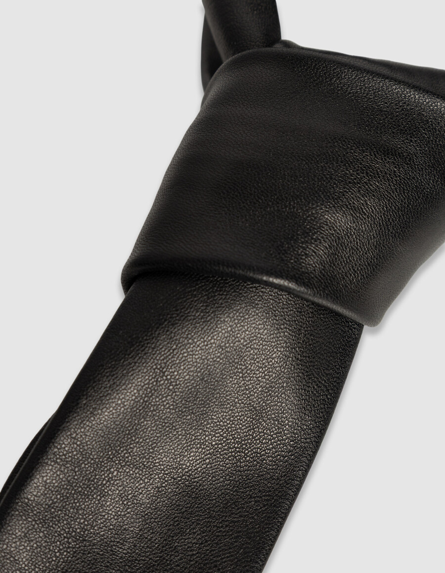 cravatta in pelle nera da donna
