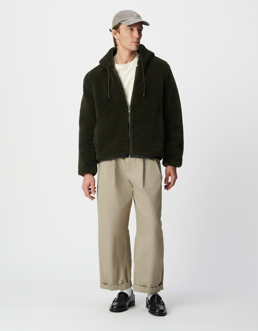 sottogiacca da uomo in sherpa color kaki