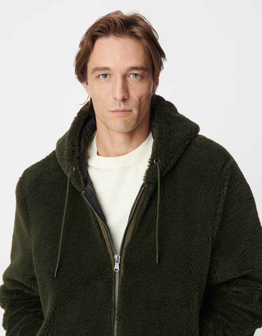 sottogiacca da uomo in sherpa color kaki