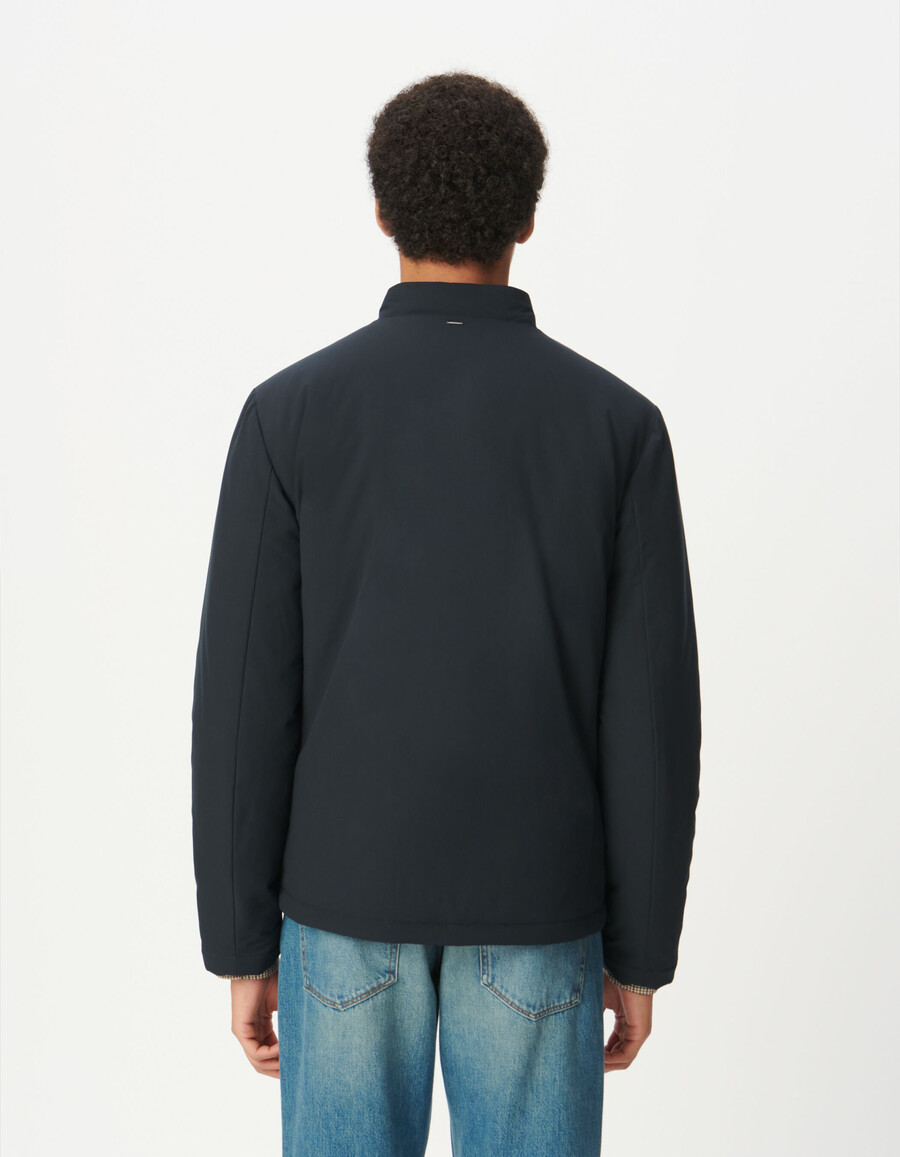 giacca leggera imbottita con collo alto blu navy da uomo