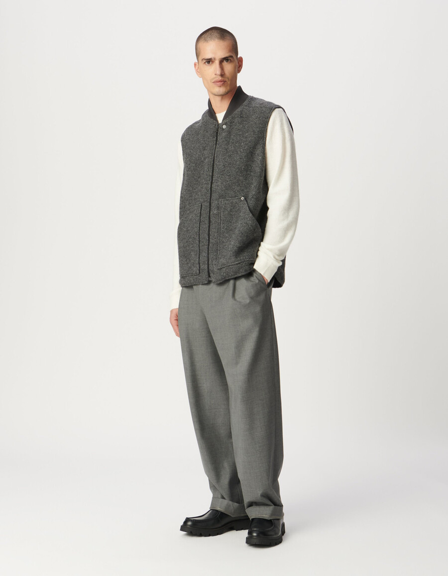 gilet grigio in lana cotta da uomo