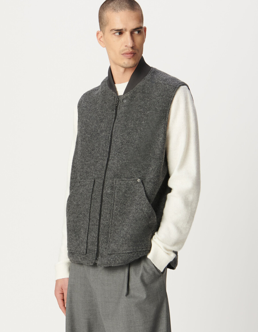 gilet grigio in lana cotta da uomo
