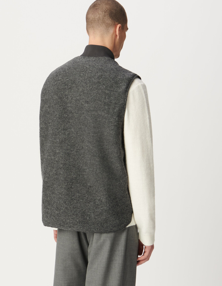 gilet grigio in lana cotta da uomo