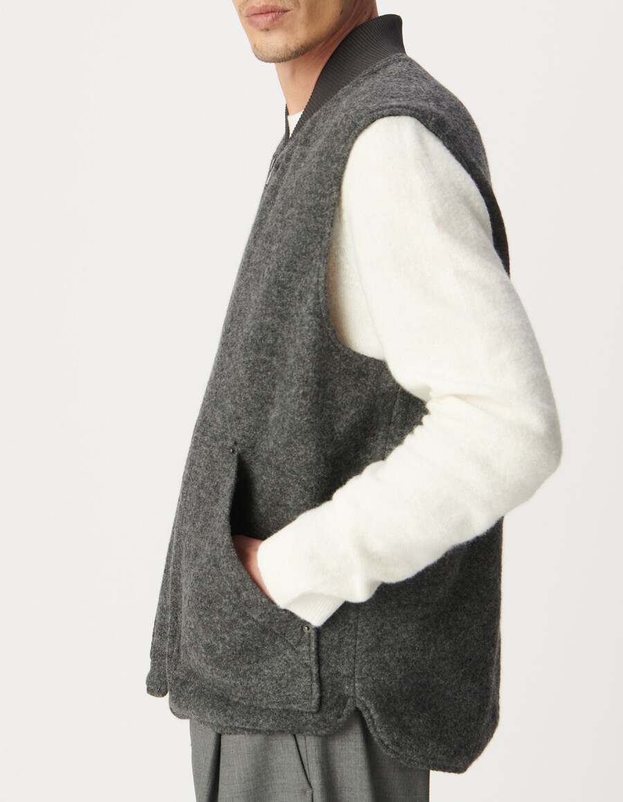 gilet grigio in lana cotta da uomo