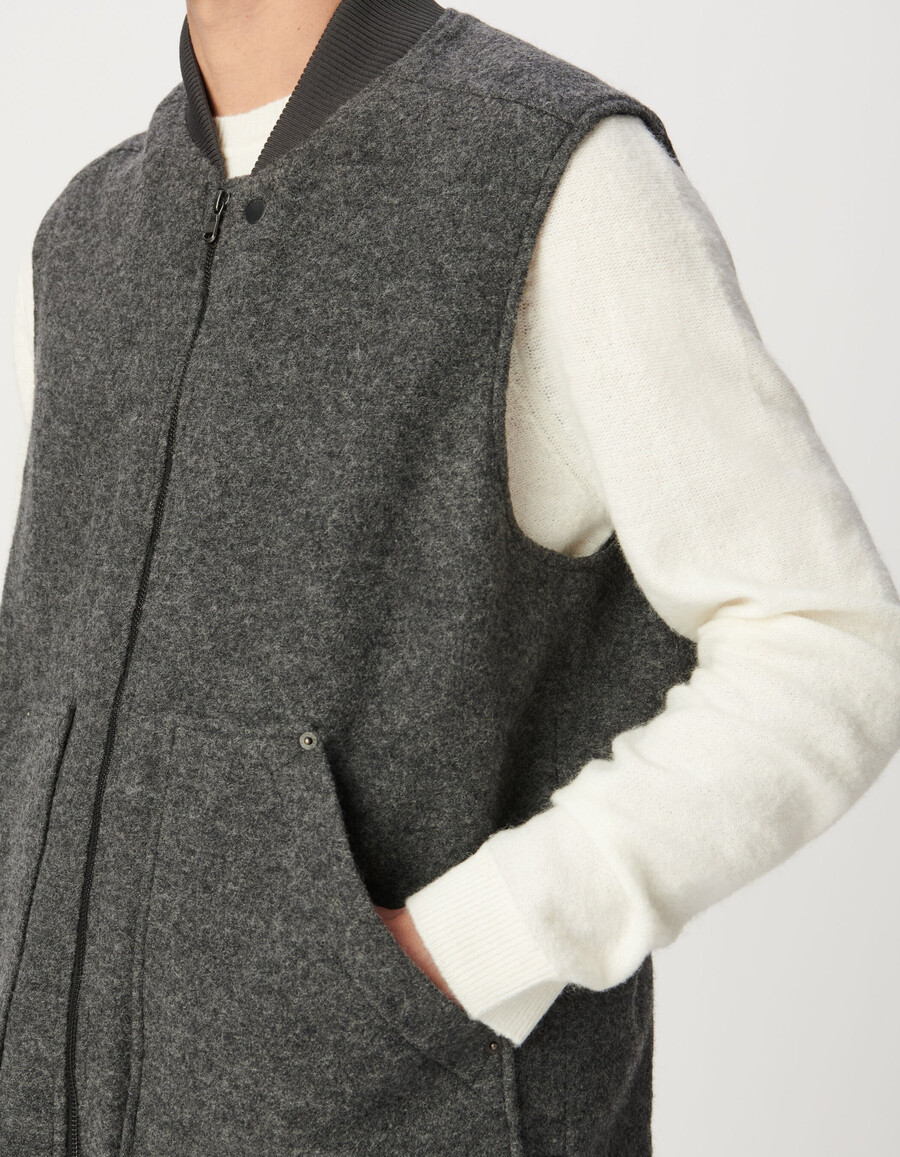gilet grigio in lana cotta da uomo