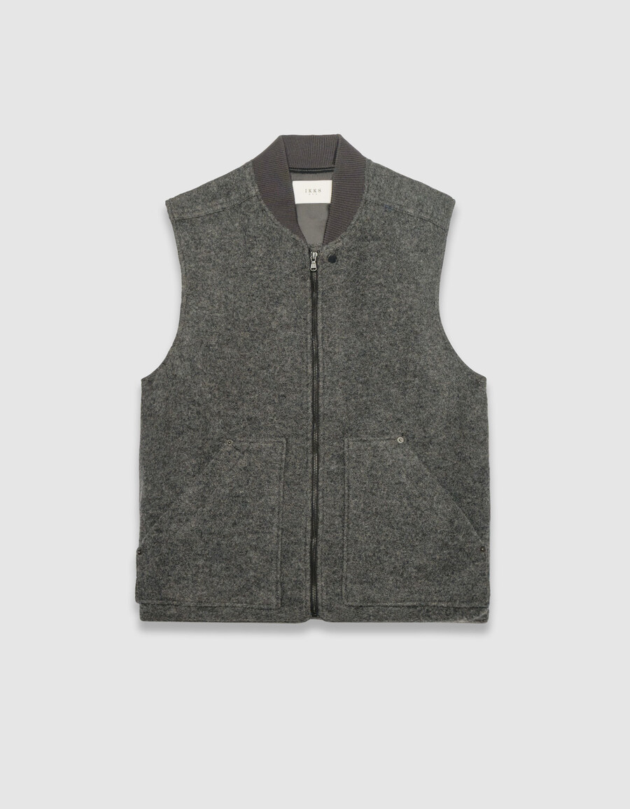 gilet grigio in lana cotta da uomo