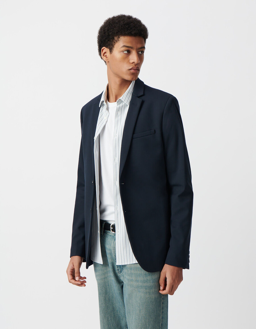 giacca da uomo in interlock blu navy